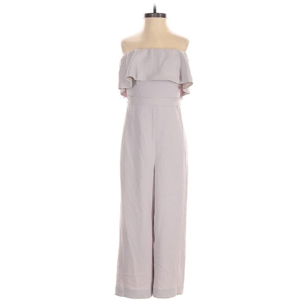 Aritzia Babaton Flutter Jumpsuit Light Lilac Strapless Ruffled Wide Leg Pant 00